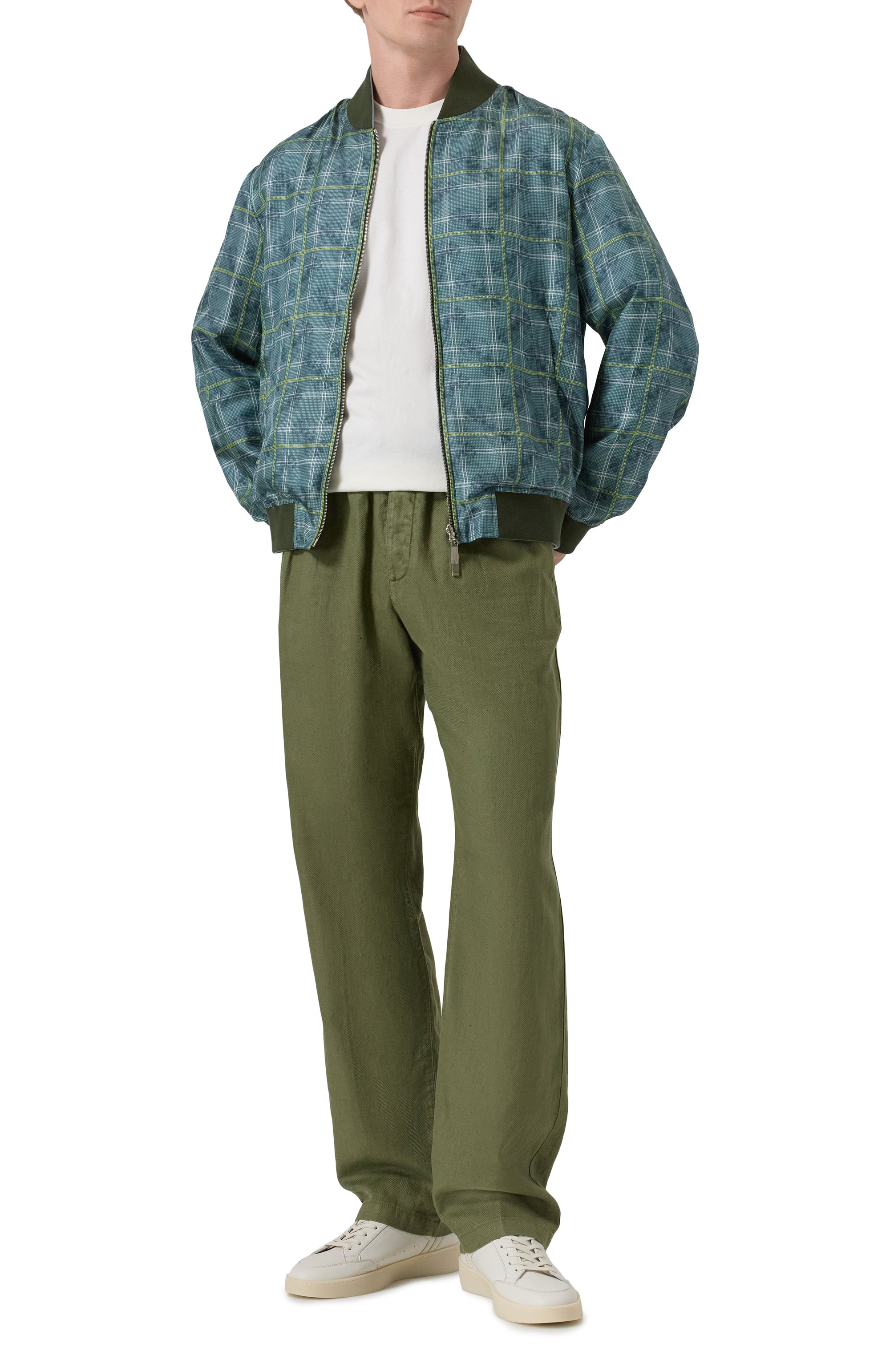 Брюки изо льна и хлопка KITON хаки цвета по цене 185000 руб., арт. UPR003LK0636F08, фото 2 Брюки изо льна и хлопка KITON, арт. UPR003LK0636F08, фото 2