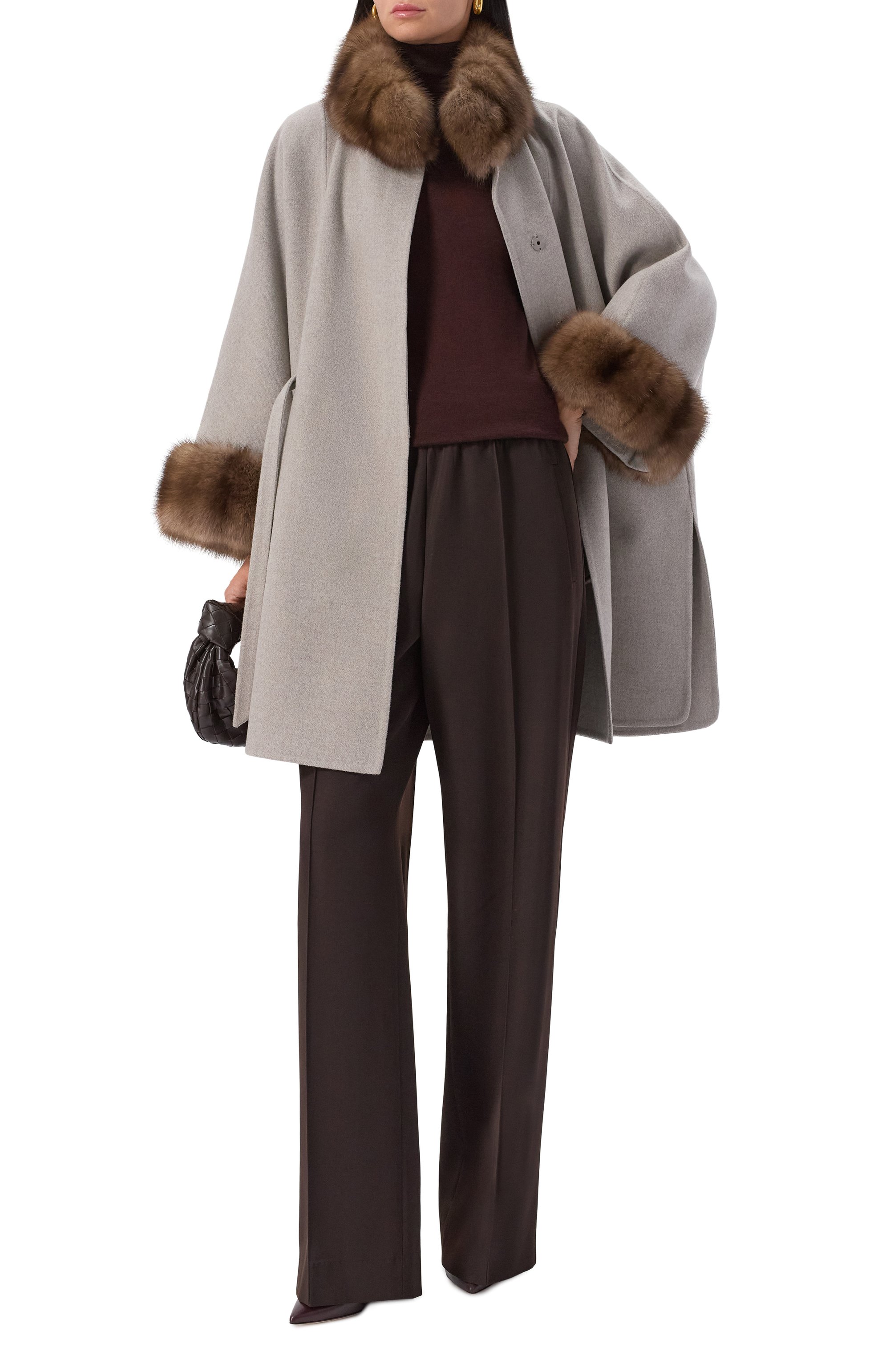 Шерстяной кейп с отделкой из соболя MVST, арт. FTBKB-Y681-1SB/LP1368, фото 2