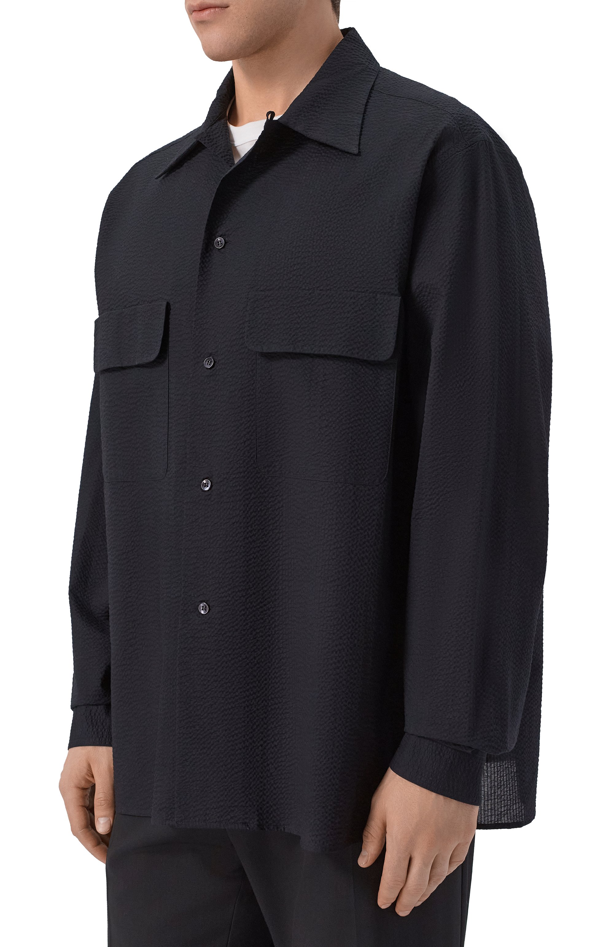 Хлопковая рубашка GIORGIO ARMANI черного цвета по цене 115000 руб., арт. GM003496/TE11186, фото 3 Хлопковая рубашка GIORGIO ARMANI, арт. GM003496/TE11186, фото 3