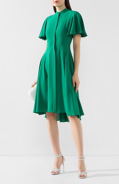 Шелковое платье ALEXANDER MCQUEEN хаки цвета по цене 227000 руб., арт. 605280/QBAAF, фото 2 Шелковое платье ALEXANDER MCQUEEN, арт. 605280/QBAAF, фото 2