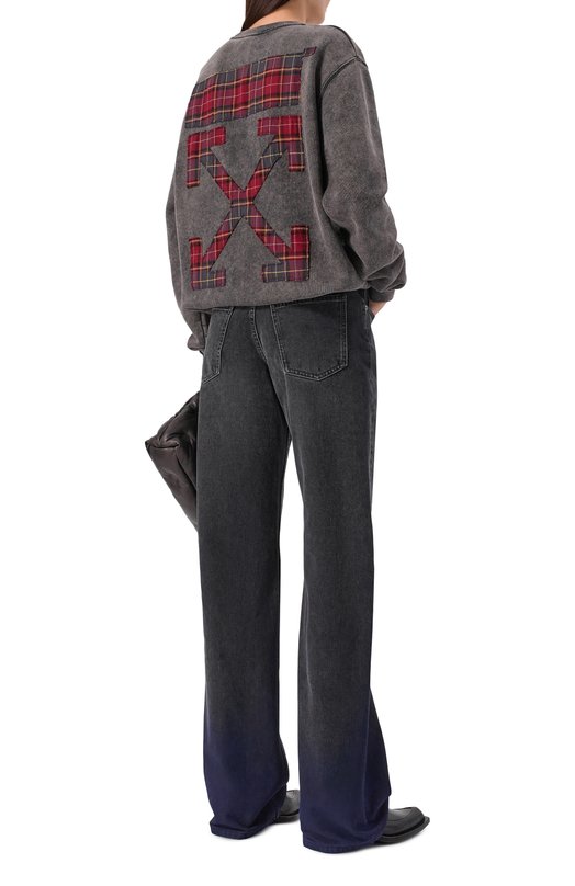 Хлопковый свитшот Off-White 0WBA055F25FLE002 Серый  0WBA055F25FLE002 Фото 2