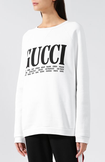 Хлопковый пуловер с круглым вырезом и логотипом бренда GUCCI, арт. 517139/X3M10, фото 3