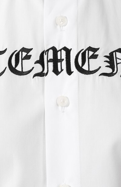 Хлопковая рубашка VETEMENTS белого цвета по цене 71950 руб., арт. SS20SH285 1006/W/WHITE, фото 5 Хлопковая рубашка VETEMENTS, арт. SS20SH285 1006/W/WHITE, фото 5