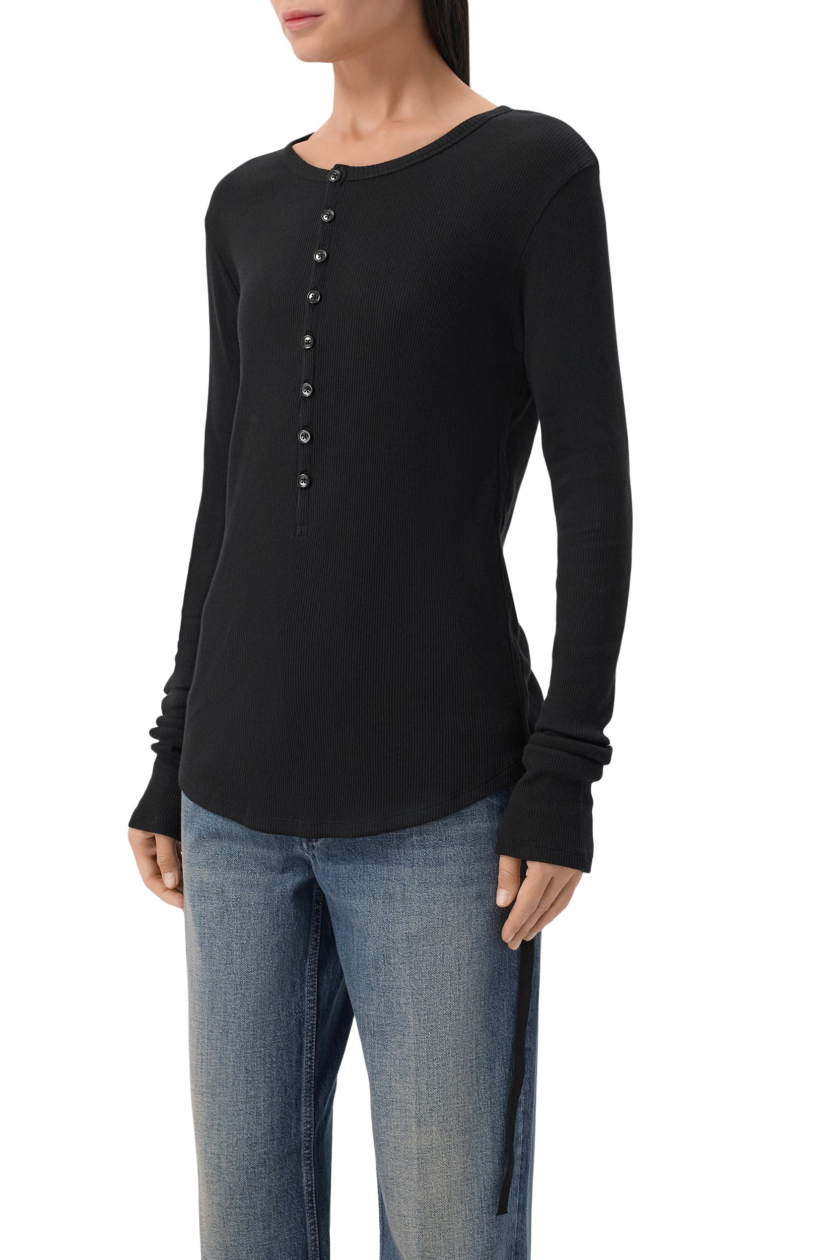 Хлопковый лонгслив-хенли ANN DEMEULEMEESTER, арт. B0014225/FA659, фото 3