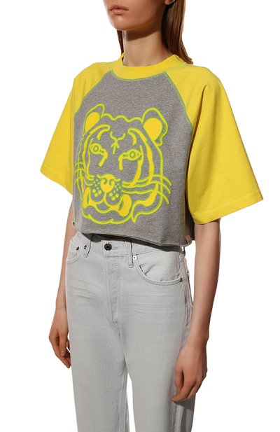 Хлопковая футболка KENZO желтого цвета по цене 12450 руб., арт. FC52TS6784SA, фото 3 Хлопковая футболка KENZO, арт. FC52TS6784SA, фото 3