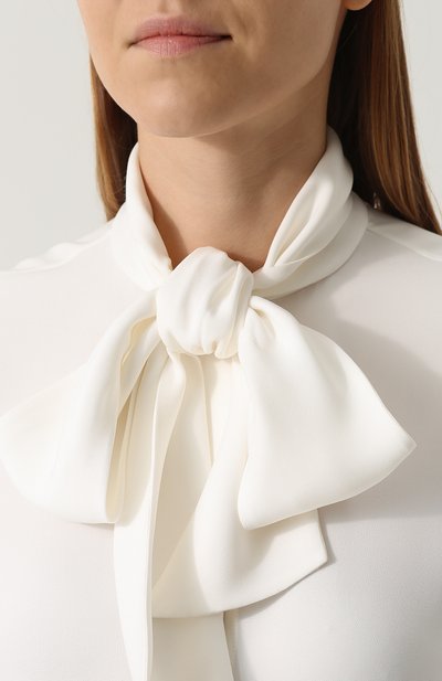 Однотонная шелковая блуза с воротником аскот LORO PIANA, арт. FAG3305, фото 5