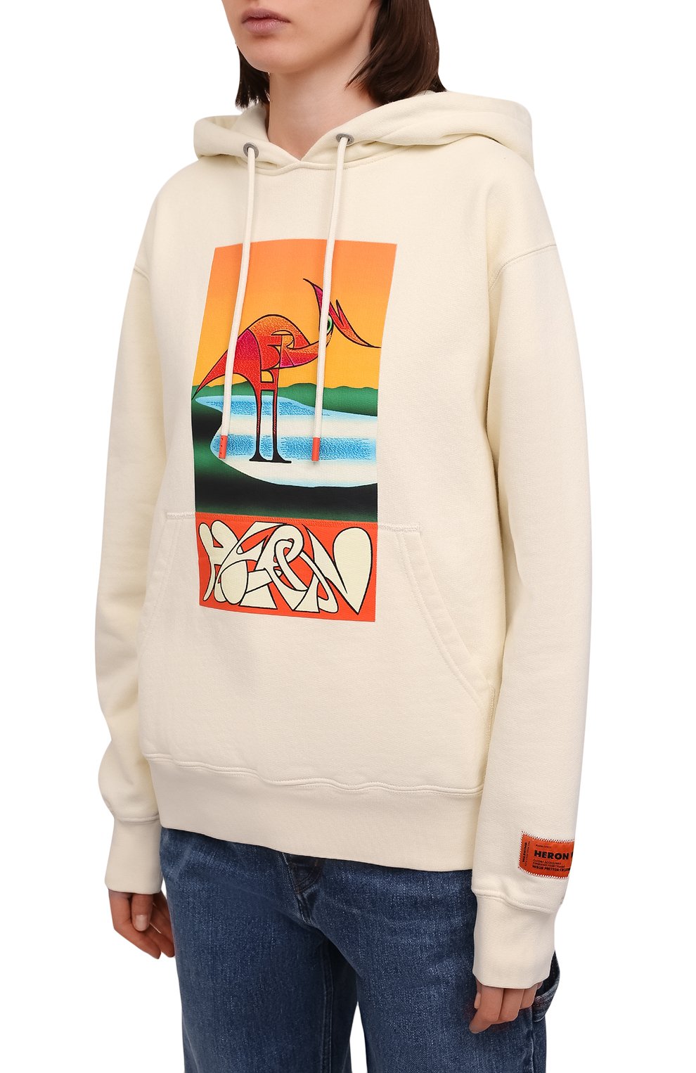 Хлопковое худи HERON PRESTON кремового цвета по цене 45050 руб., арт. HWBB020S22JER0020120, фото 3 Хлопковое худи HERON PRESTON, арт. HWBB020S22JER0020120, фото 3