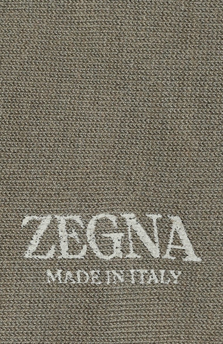 Мужские хлопковые носки ZEGNA хаки цвета, арт. N5V406520 | Фото 2 (Нос: Не проставлено; Материал внешний: Хлопок; Кросс-КТ: бельё)