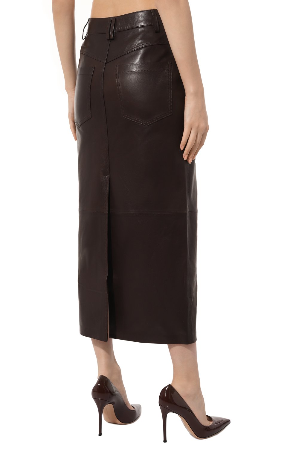 Кожаная юбка VENERA M. темно-коричневого цвета по цене 128100 руб., арт. С-10, фото 4 Кожаная юбка VENERA M., арт. С-10, фото 4