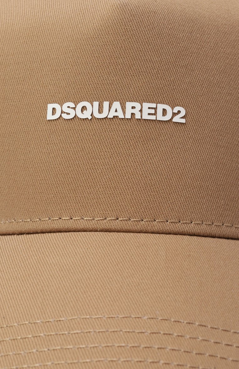 Мужская хлопковая бейсболка DSQUARED2 бежевого цвета, арт. BCM0603/05C00001 | Фото 4 (Материал: Хлопок, Текстиль; Нос: Не проставлено)