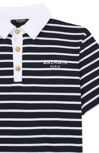 Хлопковое поло BALMAIN темно-синего цвета по цене 24700 руб., арт. BY8Q61, фото 3 Хлопковое поло BALMAIN, арт. BY8Q61, фото 3