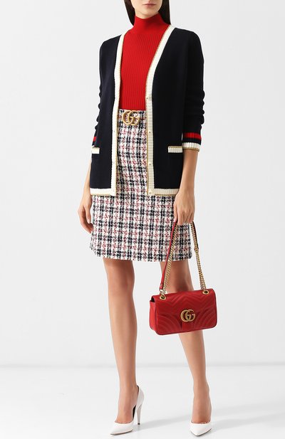 Хлопковый кардиган на пуговицах с контрастной отделкой GUCCI темно-синего цвета по цене 125000 руб., арт. 467691/X5T03, фото 2 Хлопковый кардиган на пуговицах с контрастной отделкой GUCCI, арт. 467691/X5T03, фото 2