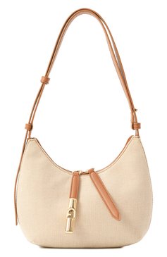 Женская сумка FURLA светло-бежевого цвета, арт. WB01634/BX3542 | Фото 1 (Драгоценные камни: Проставлено; Материал сплава: Проставлено; Ремень/цепочка: На ремешке; Размер: medium; Материал: Текстиль)
