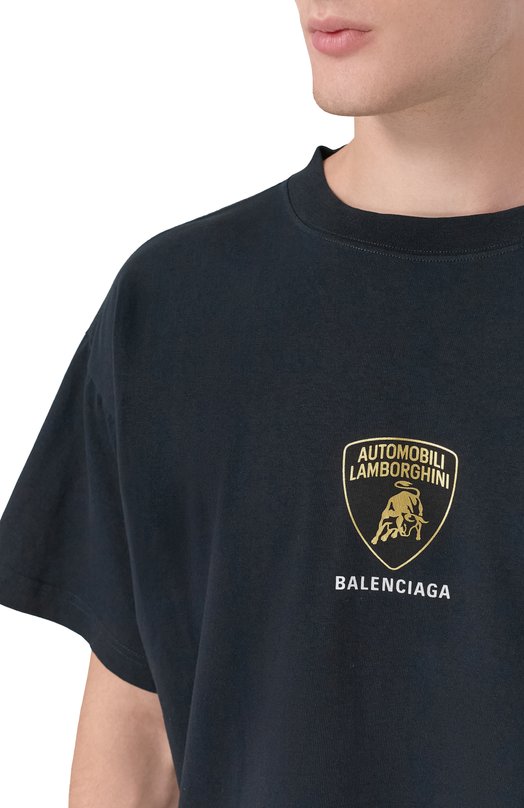 Хлопковая футболка Balenciaga x Automobili Lamborghini Balenciaga 826346/TSVQ9 Серый  826346/TSVQ9 Фото 5