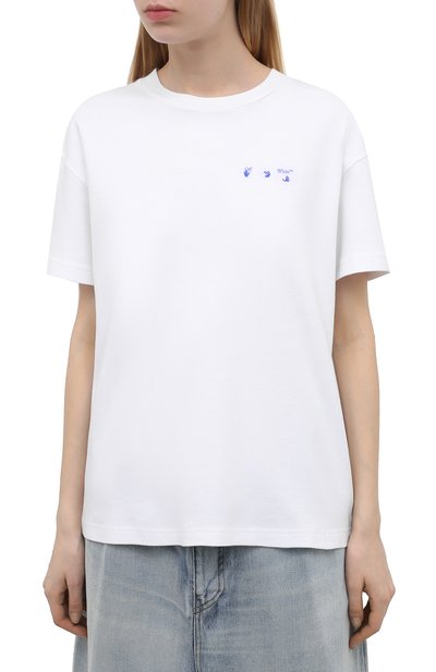 Хлопковая футболка OFF-WHITE белого цвета по цене 46500 руб., арт. 0WAA089S21JER001, фото 3 Хлопковая футболка OFF-WHITE, арт. 0WAA089S21JER001, фото 3