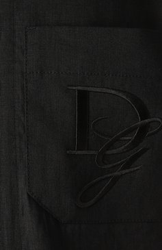 Мужская льняная рубашка DOLCE & GABBANA черного цвета, арт. G5JH9Z/FU4IK | Фото 6 (Драгоценные камни: Проставлено; Длина (для топов): Стандартные; Рукава: Короткие; Материал внешний: Лен; Материал сплава: Проставлено; Случай: Повседневный; Принт: Однотонные; Стили: Кэжуэл; Воротник: Отложной)
