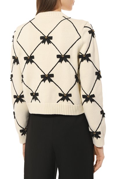 Хлопковый кардиган GUCCI кремового цвета по цене 331200 руб., арт. 657849 XKBUW, фото 4 Хлопковый кардиган GUCCI, арт. 657849 XKBUW, фото 4