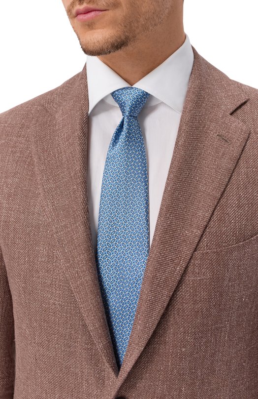 Шелковый галстук Canali 18/HJ04481 Голубой  18/HJ04481 Фото 2