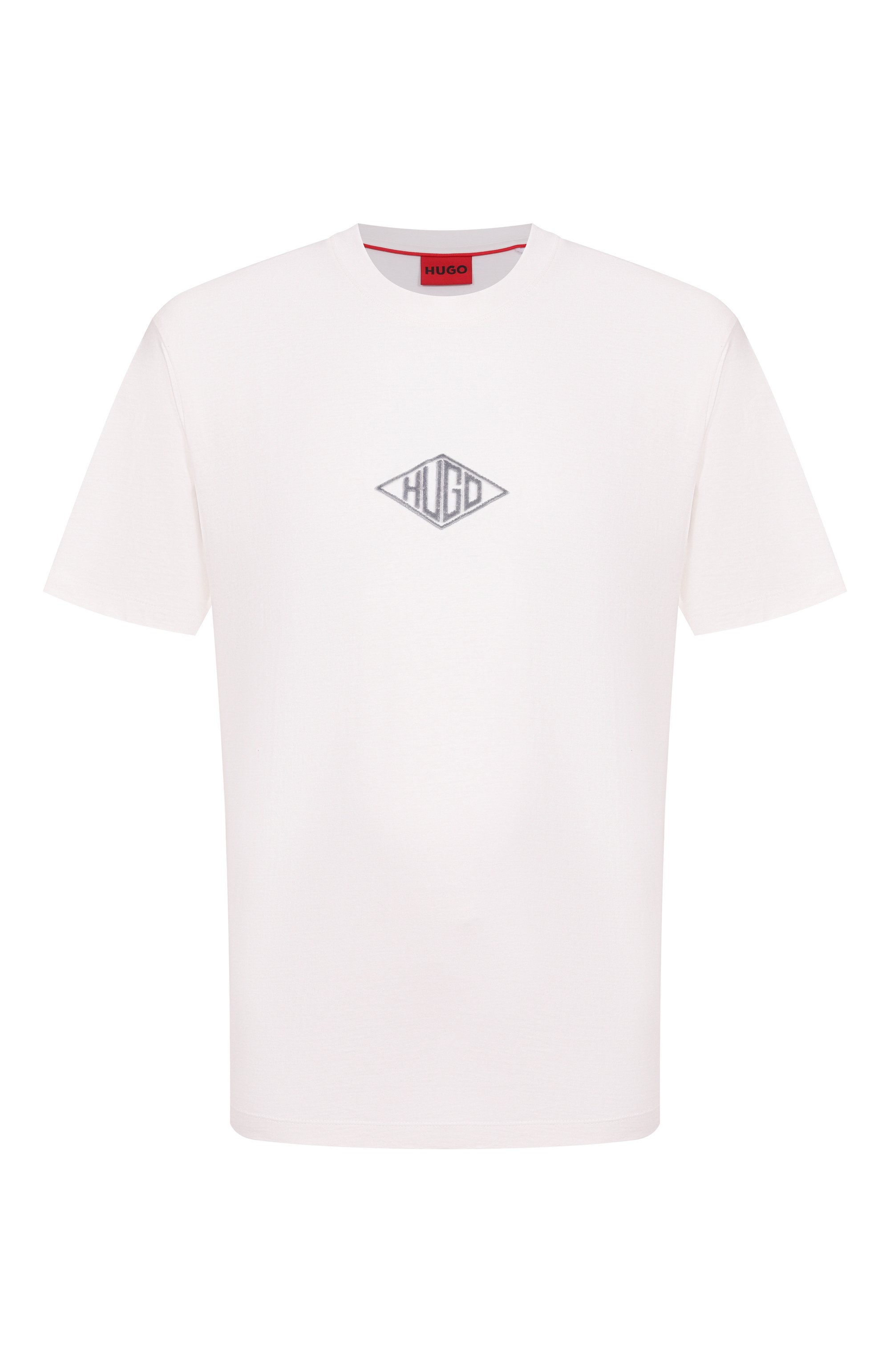 Хлопковая футболка HUGO белого цвета по цене 10500 руб., арт. 50534951, фото 1 Хлопковая футболка HUGO, арт. 50534951, фото 1