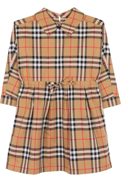 Хлопковое платье с поясом на кулиске BURBERRY, арт. 8002626, фото 1