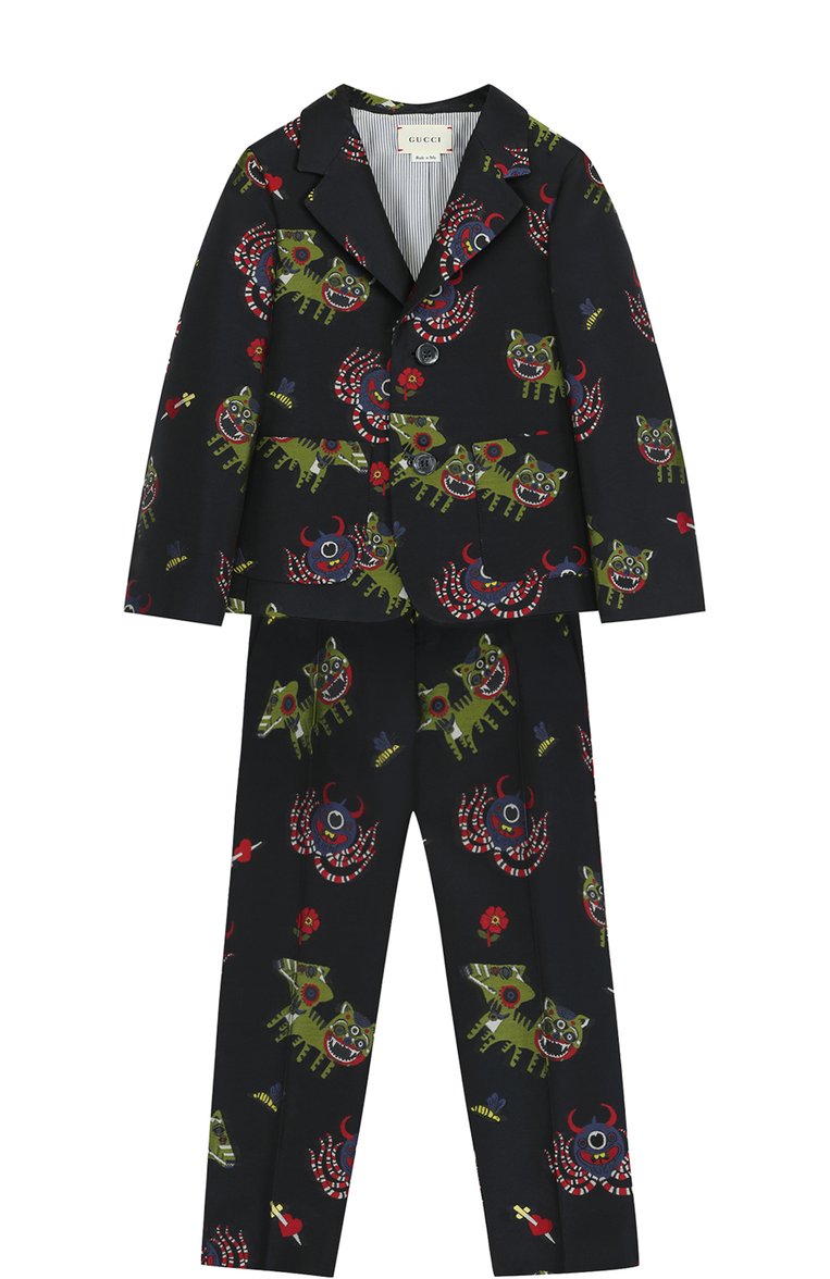 Детский костюм GUCCI синего цвета, арт. 483900/XB460 | Фото 1 (Статус проверки: Проверена категория, Проверено; Материал внешний: Синтетический материал; Кросс-КТ НВ: Костюм; Материал сплава: Проставлено, Проверено; Нос: Не проставлено; Ростовка одежда: 36 мес | 98 см)