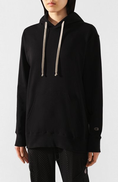 Хлопковое худи rick owens x champion RICK OWENS черного цвета по цене 31300 руб., арт. CW20S0006/113674, фото 3 Хлопковое худи rick owens x champion RICK OWENS, арт. CW20S0006/113674, фото 3
