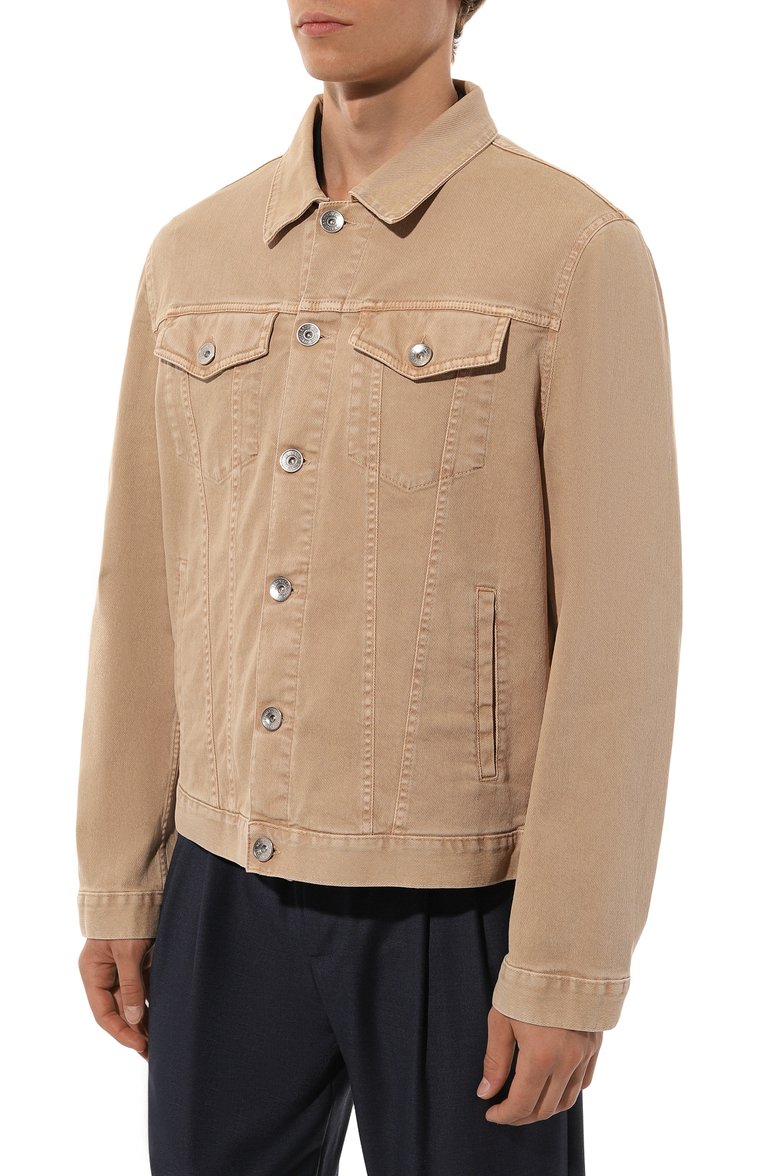 Мужская джинсовая куртка BRUNELLO CUCINELLI бежевого цвета, арт. M277P6900 | Фото 3 (Рукава: Длинные; Длина (верхняя одежда): Короткие; Материал внешний: Хлопок, Деним; Стили: Кэжуэл; Кросс-КТ: Деним, Куртка, Легкие)