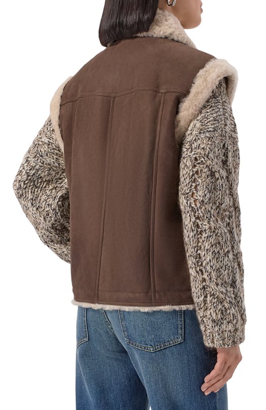 Жилет из овчины Brunello Cucinelli MPMBP7680P Коричневый  MPMBP7680P Фото 4