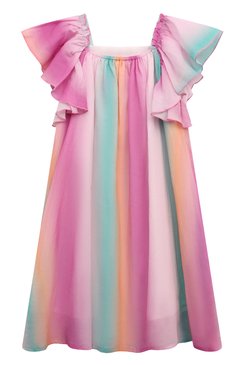 Детское хлопковое платье CHLOÉ разноцветного цвета, арт. C20065/2A-5A | Фото 2 (Материал внешний: Хлопок; Рукава: Короткие; Девочки Кросс-КТ: Платье-одежда; Случай: Повседневный; Ростовка одежда: 4 года | 104 см)