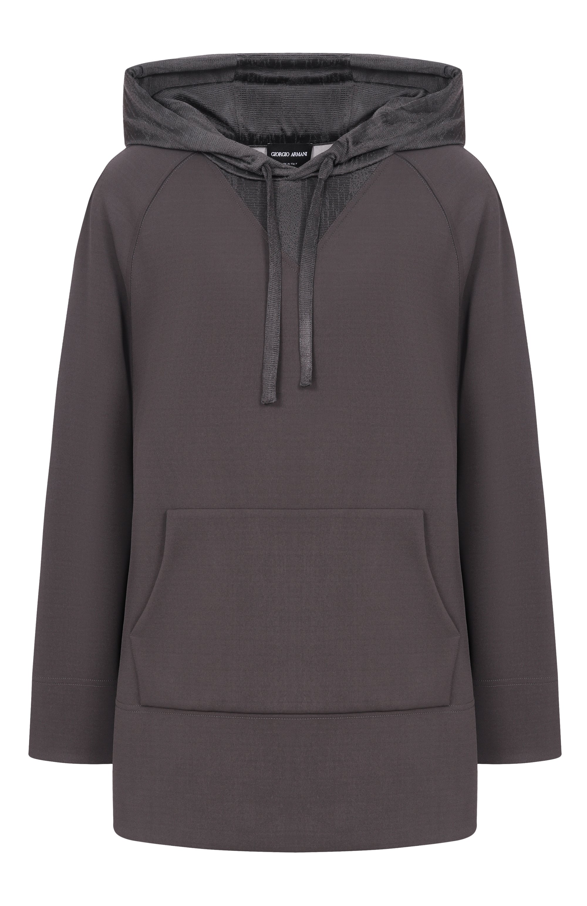 Худи из вискозы GIORGIO ARMANI темно-серого цвета по цене 287000 руб., арт. GW003162/AF24791, фото 1 Худи из вискозы GIORGIO ARMANI, арт. GW003162/AF24791, фото 1