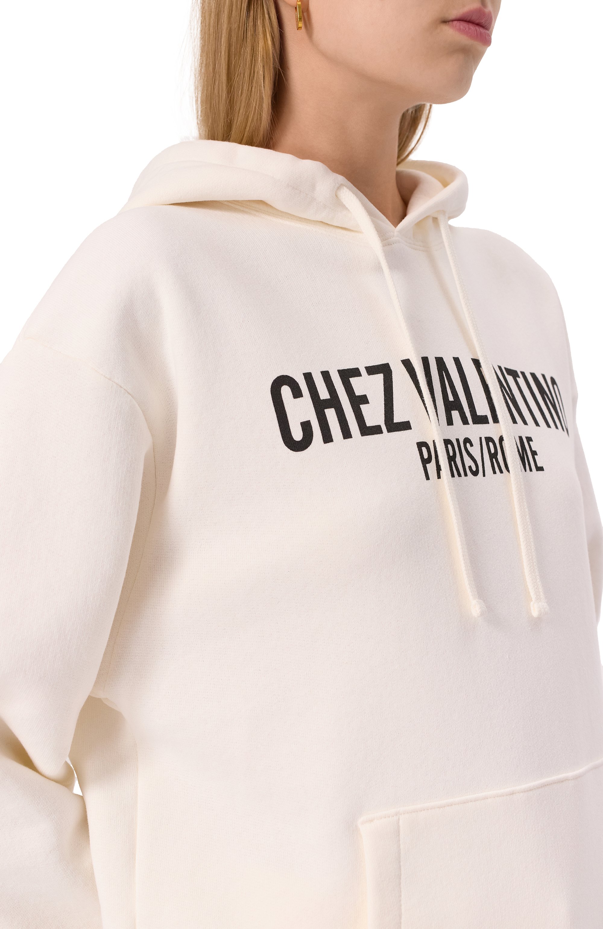 Хлопковое худи VALENTINO молочного цвета по цене 116500 руб., арт. 6B3MF24D960, фото 5 Хлопковое худи VALENTINO, арт. 6B3MF24D960, фото 5