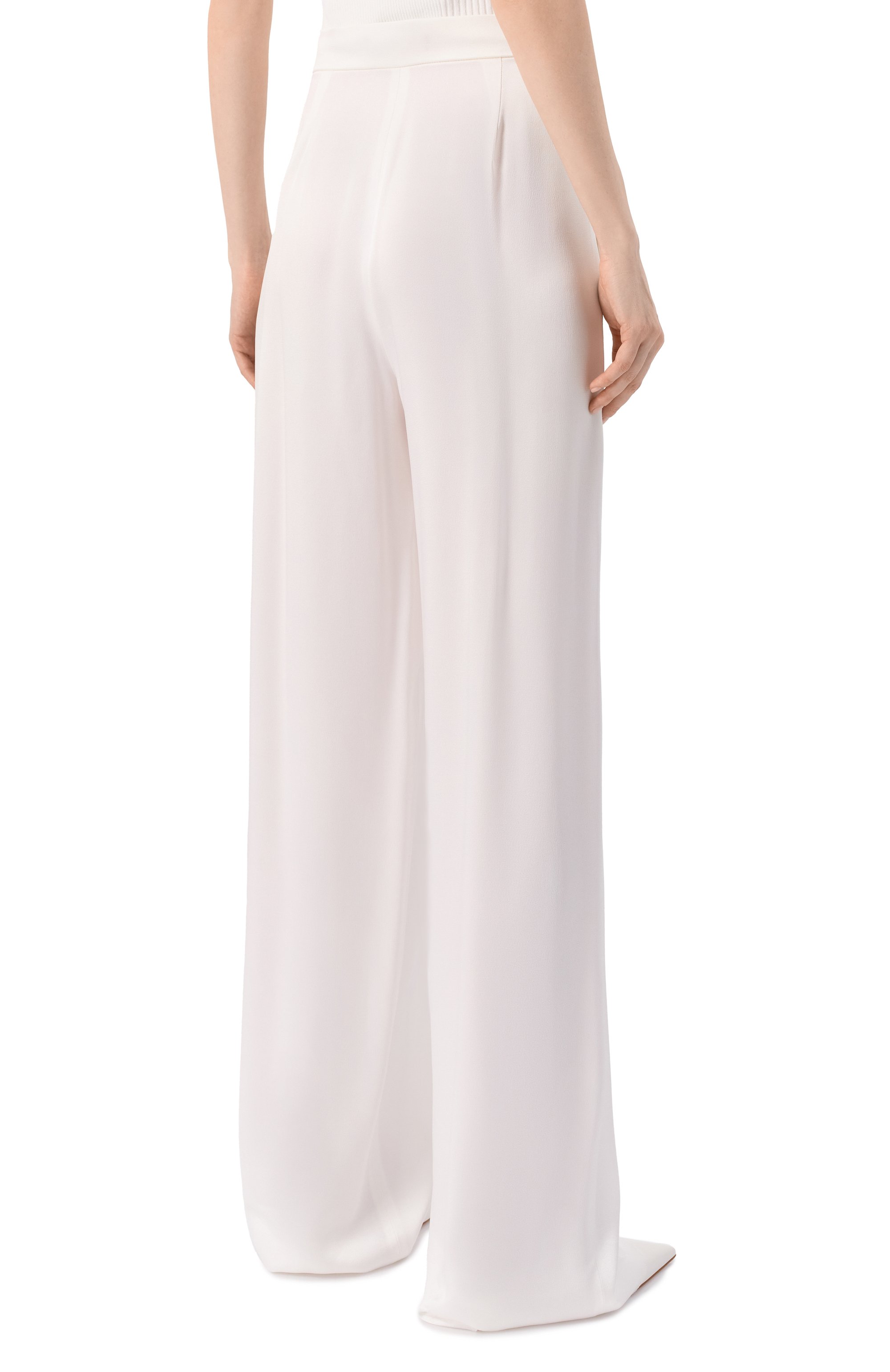 Атласные брюки MAX MARA STUDIO белого цвета по цене 47150 руб., арт. IETI, фото 4 Атласные брюки MAX MARA STUDIO, арт. IETI, фото 4