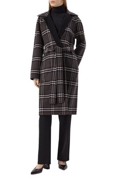 Женское двустороннее пальто BURBERRY черного цвета, арт. 8093827 | Фото 8 (Материал сплава: Проставлено; Рукава: Длинные; Длина (верхняя одежда): До колена; Драгоценные камни: Проставлено; Материал внешний: Шерсть; 1-2-бортные: Однобортные; Стили: Классический)