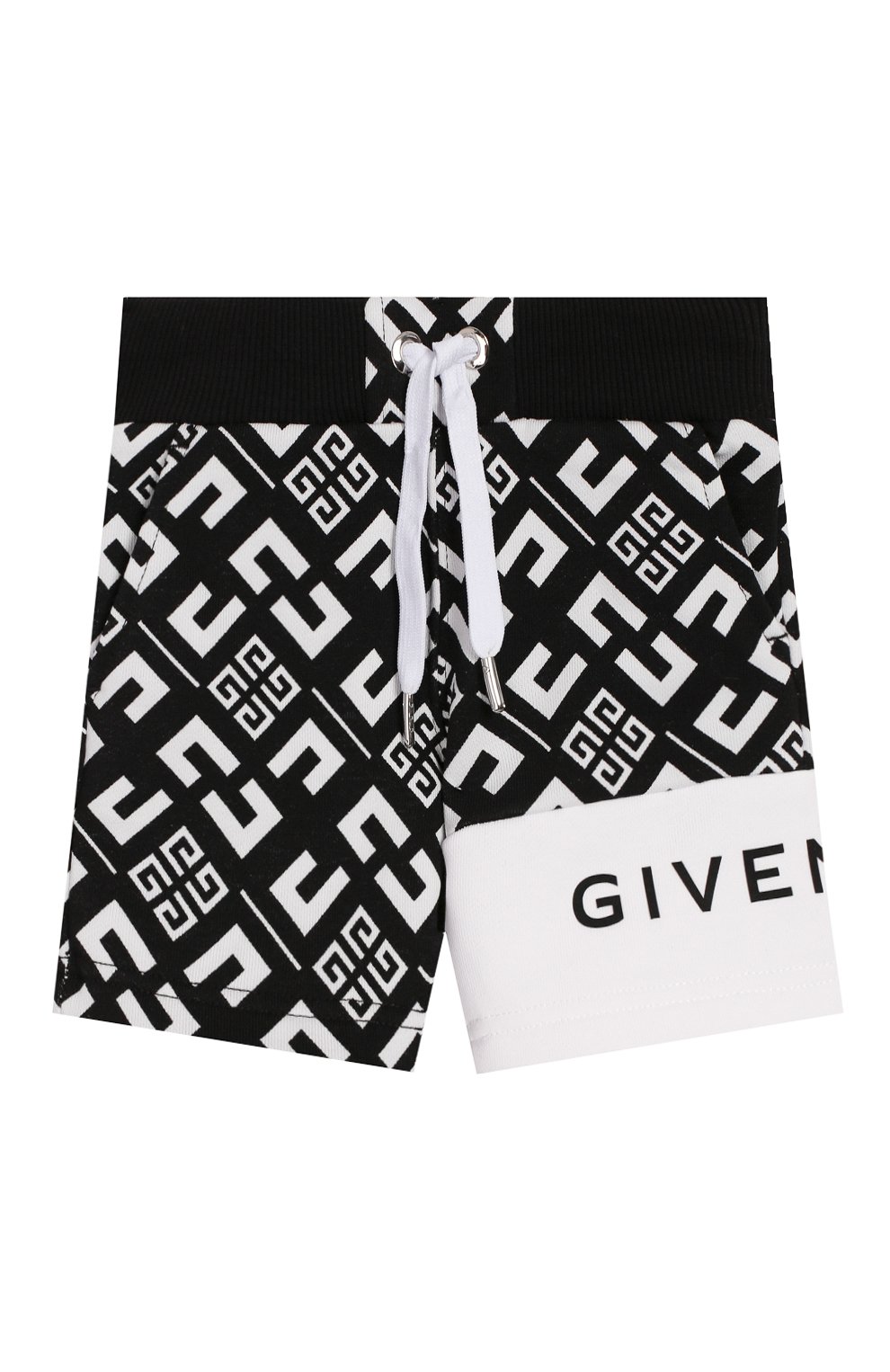 Хлопковые шорты GIVENCHY черно-белого цвета по цене 16250 руб., арт. H04070, фото 1 Хлопковые шорты GIVENCHY, арт. H04070, фото 1