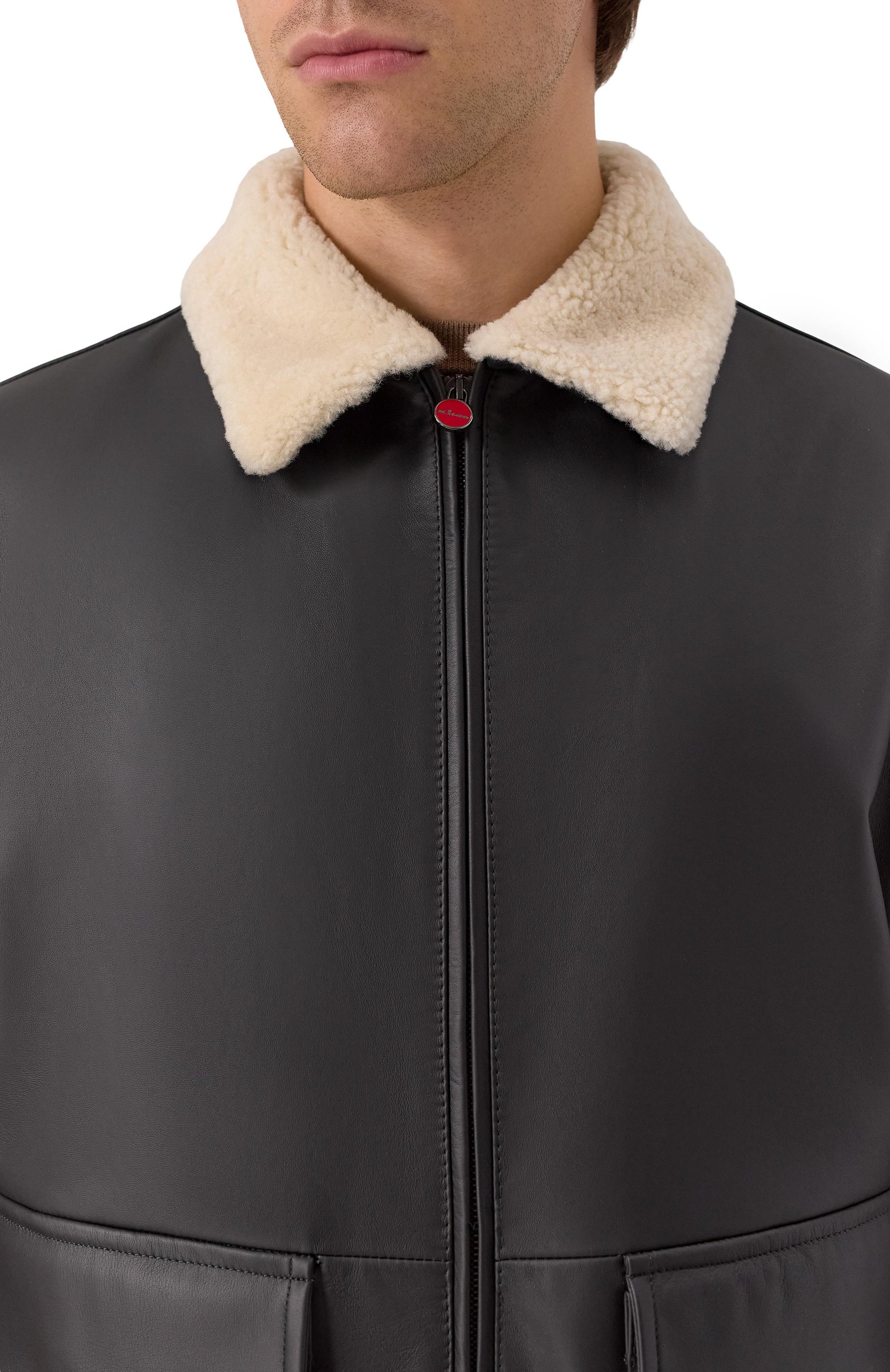 Кожаный бомбер с воротником из овчины KITON, арт. UW2240V0416H20/62-68, фото 5