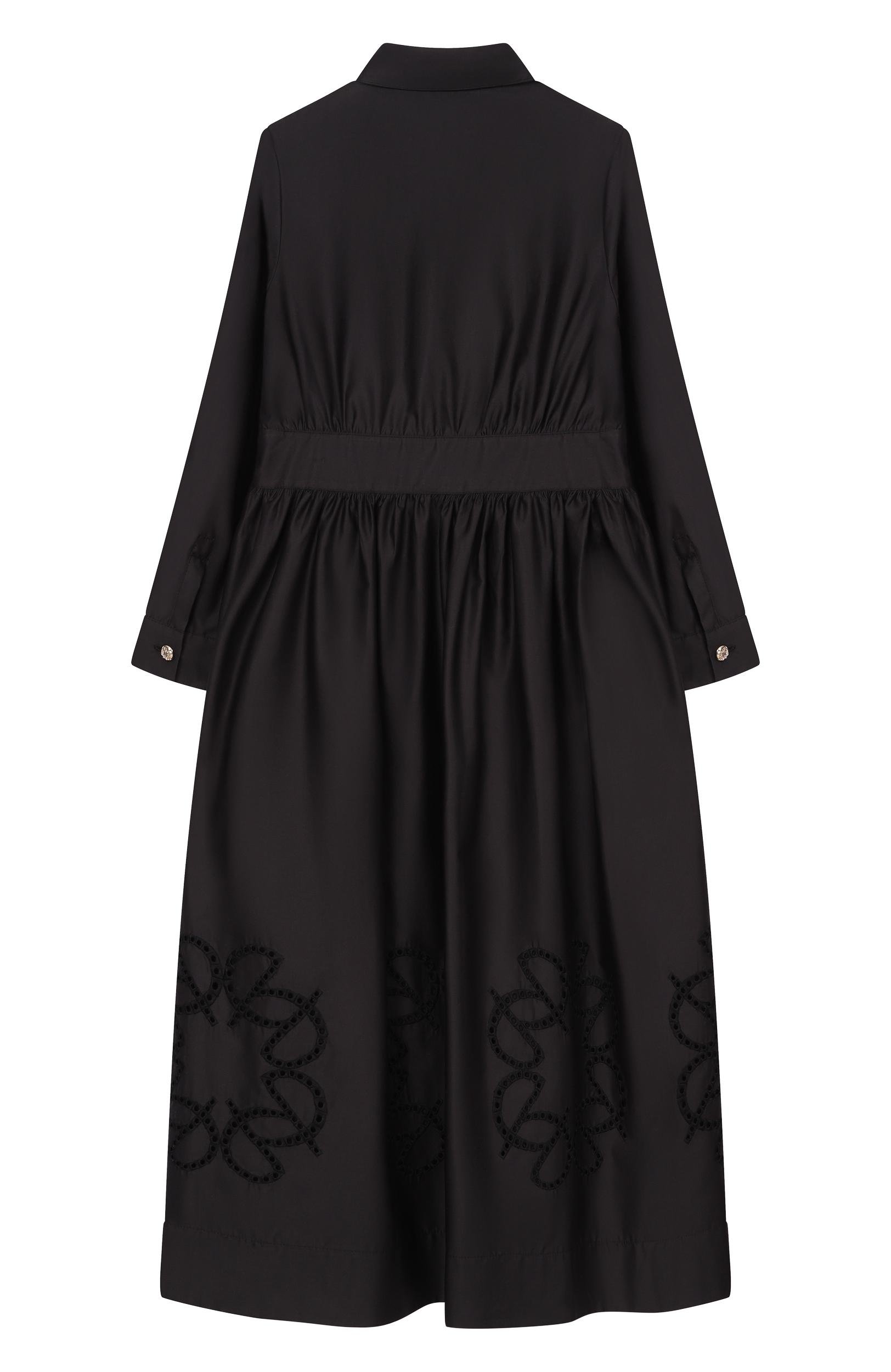 Хлопковое платье ELIE SAAB JUNIOR черного цвета по цене 96200 руб., арт. EFAB127 MX/TS0724RIC06, фото 2 Хлопковое платье ELIE SAAB JUNIOR, арт. EFAB127 MX/TS0724RIC06, фото 2