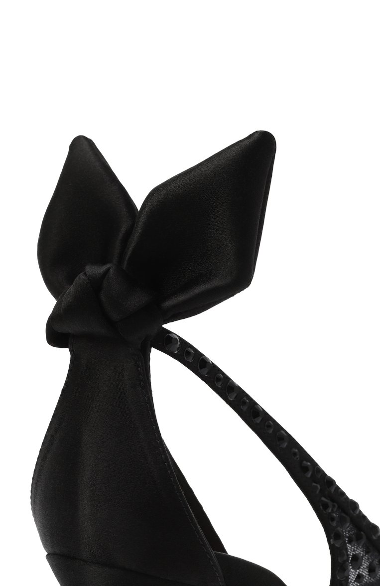 Женские текстильные туфли bow tie crystal 85 AQUAZZURA черного цвета, арт. DCTMIDP0-STT-000 | Фото 7 (Подошва: Плоская; Каблук высота: Высокий; Материал внутренний: Натуральная кожа; Материал внешний: Текстиль; Каблук тип: Шпилька)
