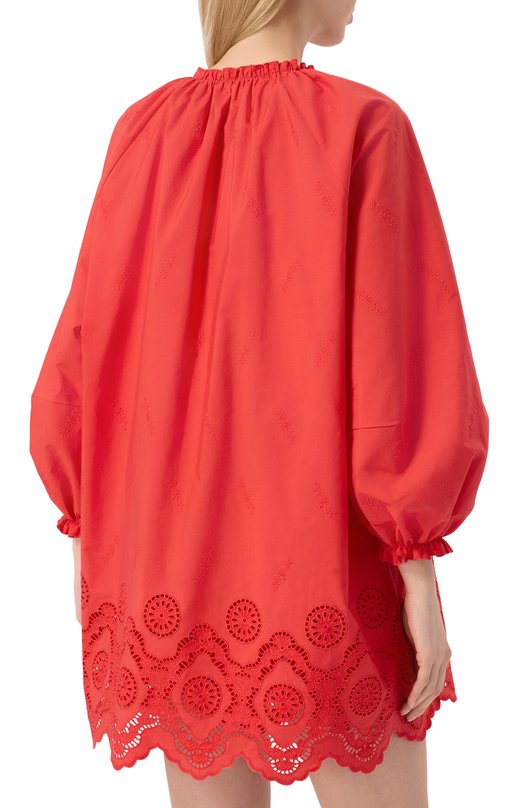 Хлопковая блузка Vika Gazinskaya SS25-13232 Красный  SS25-13232 Фото 4