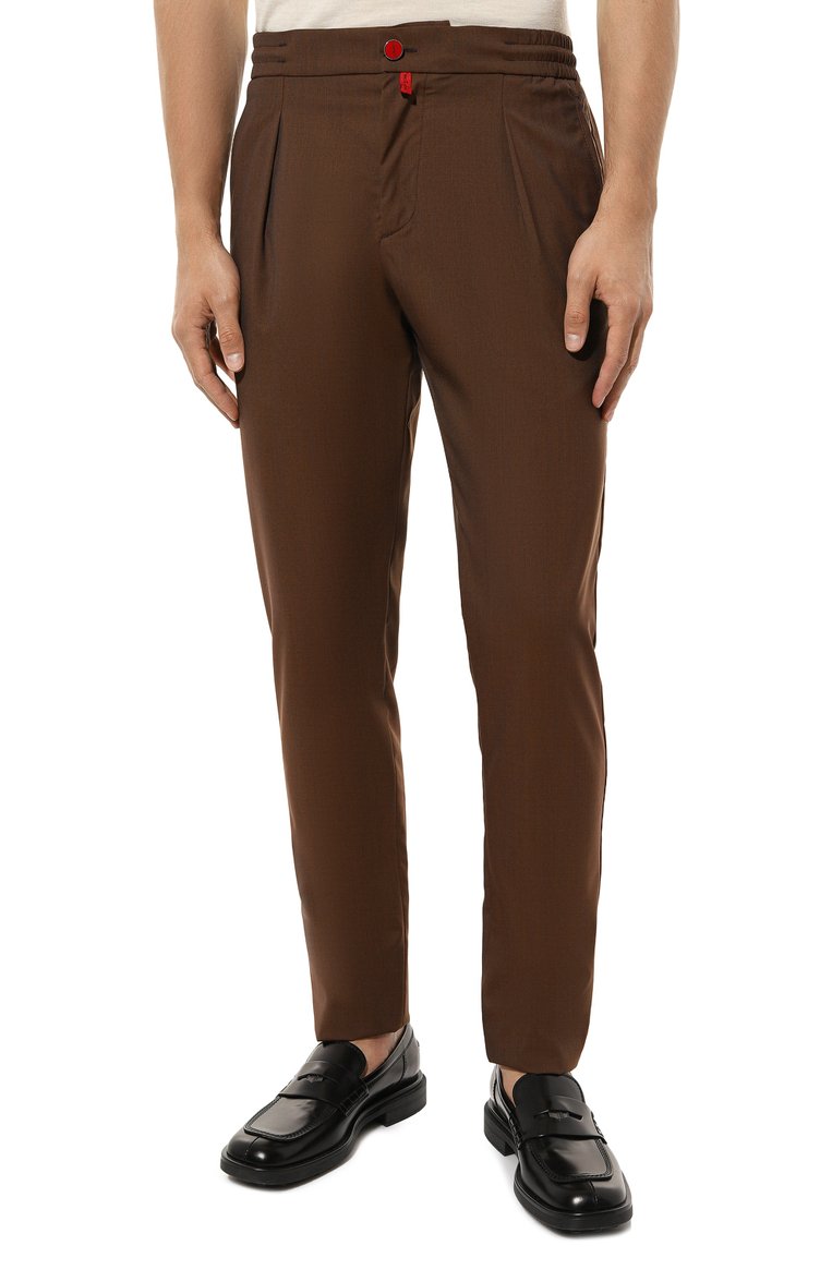 Мужские шерстяные брюки KITON коричневого цвета, арт. UP1LACJ0752B | Фото 3 (Материал внешний: Шерсть; Длина (брюки, джинсы): Стандартные; Случай: Повседневный; Материал сплава: Проставлено; Драгоценные камни: Проставлено; Стили: Кэжуэл)