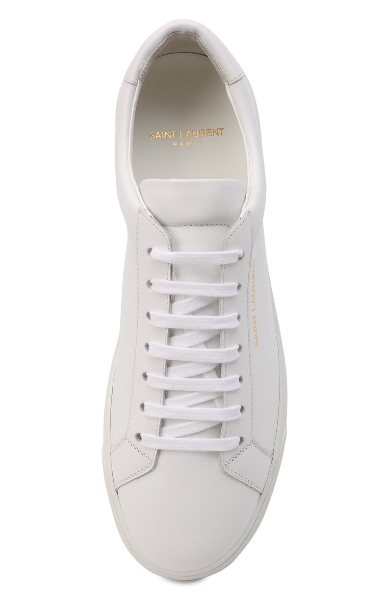 Женские кожаные кеды andy SAINT LAURENT белого цвета, арт. 606831/0M500 | Фото 6 (Статус проверки: Проверена категория; Материал внутренний: Натуральная кожа; Подошва: Платформа; Материал утеплителя: Без утеплителя; Региональные ограничения белый список (Axapta Mercury): RU; Стили: Кэжуэл; Материал внешний: Натуральная кожа; Кросс-КТ: Низкие; Автоматизация ТО: Проставлено; Автоматизация состава: Проставлено; ширина носка стельки: 8,2; тол�щина подошвы: 2,5)