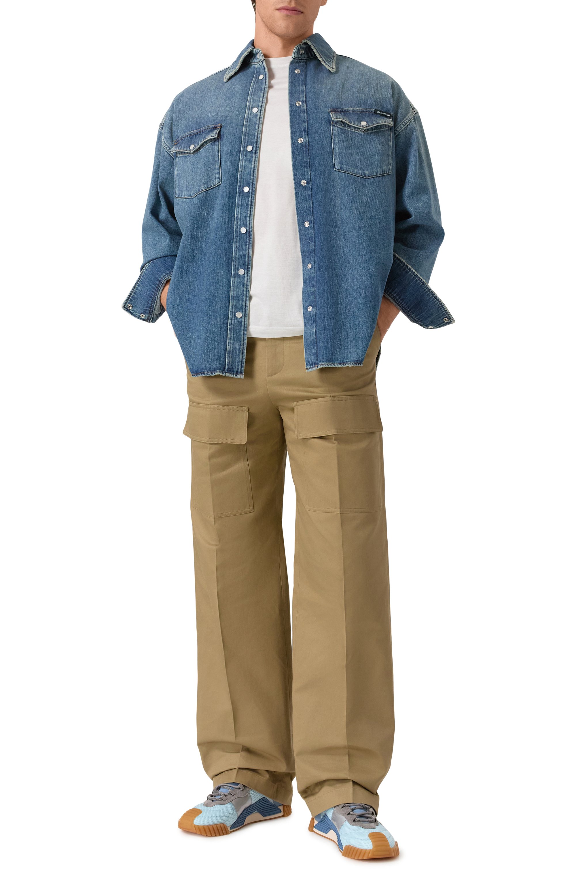 Комбинированные кеды ns1 DOLCE & GABBANA голубого цвета по цене 89950 руб., арт. CS1769/AE122, фото 2 Комбинированные кеды ns1 DOLCE & GABBANA, арт. CS1769/AE122, фото 2