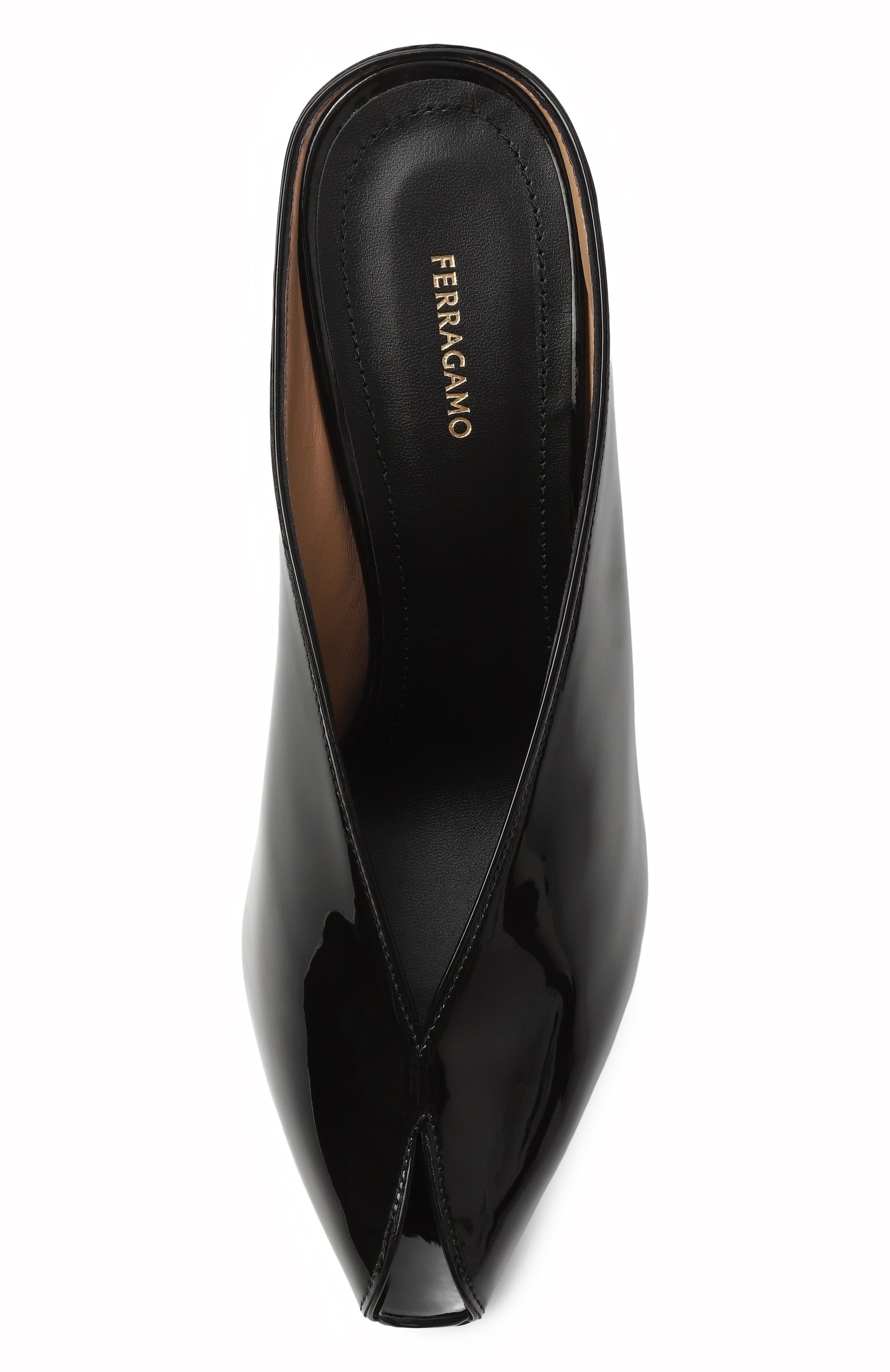 Лакированные мюли FERRAGAMO черного цвета по цене 118500 руб., арт. 01K874/787572, фото 6 Лакированные мюли FERRAGAMO, арт. 01K874/787572, фото 6