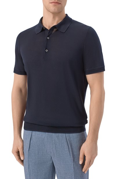 Шелковое поло BOSS CAMEL темно-синего цвета по цене 52950 руб., арт. 50560503, фото 3 Шелковое поло BOSS CAMEL, арт. 50560503, фото 3