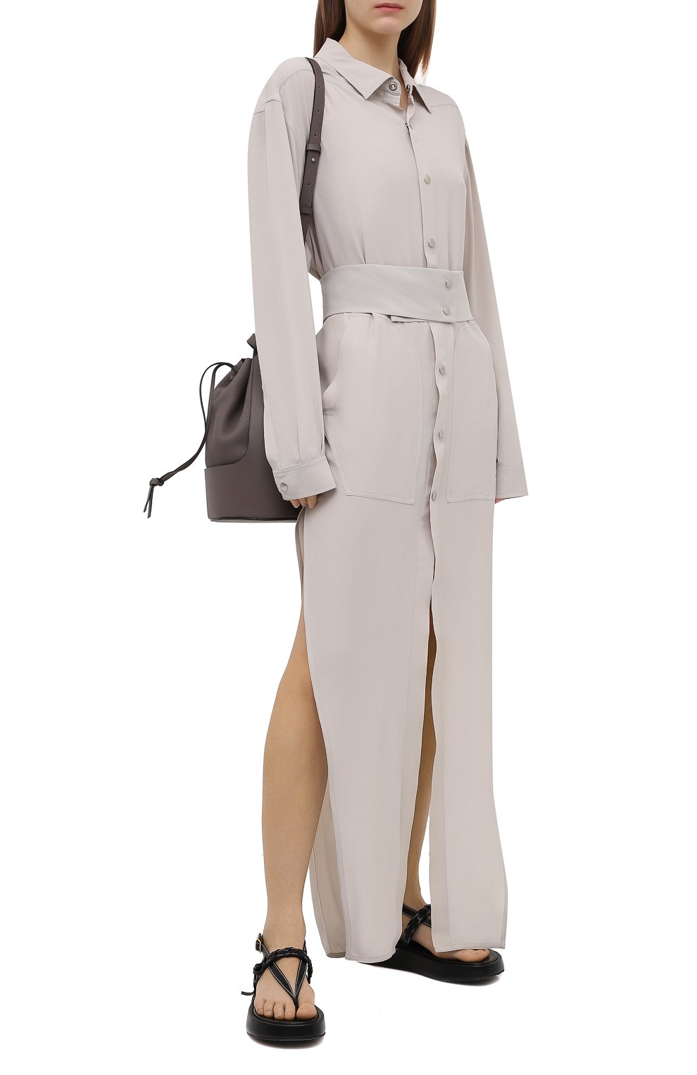 Платье RICK OWENS светло-серого цвета по цене 150500 руб., арт. RP21S3908/CC, фото 2 Платье RICK OWENS, арт. RP21S3908/CC, фото 2