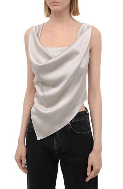 Топ NANUSHKA бежевого цвета по цене 59950 руб., арт. PETRA_SILVER TAUPE_SLIP SATIN, фото 3 Топ NANUSHKA, арт. PETRA_SILVER TAUPE_SLIP SATIN, фото 3