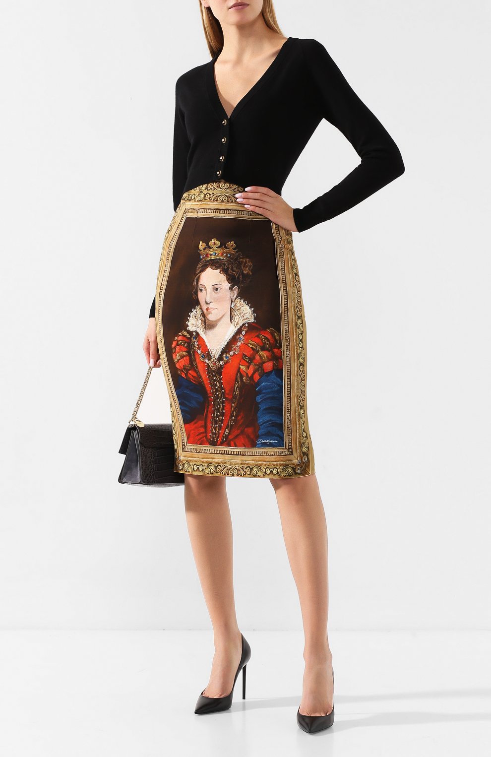 Кашемировый кардиган DOLCE & GABBANA черного цвета по цене 98850 руб., арт. FX472T/JAW0R, фото 2 Кашемировый кардиган DOLCE & GABBANA, арт. FX472T/JAW0R, фото 2