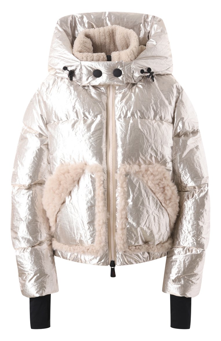Женский пуховик trevelin MONCLER GRENOBLE серебряного цвета, арт. 1A000-44-5975P | Фото 1 (Длина (верхняя одежда): Короткие; Рукава: Длинные; Материал подклада: Синтетический материал; Кросс-КТ: Пуховик; Стили: Кэжуэл)