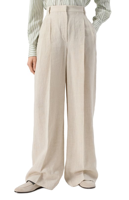 Льняные брюки Brunello Cucinelli MH547P8669 Бежевый  MH547P8669 Фото 3