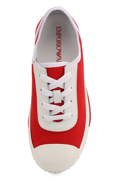 Кеды EMPORIO ARMANI красного цвета по цене 16650 руб., арт. XYX011/X0T29/28-34, фото 4 Кеды EMPORIO ARMANI, арт. XYX011/X0T29/28-34, фото 4