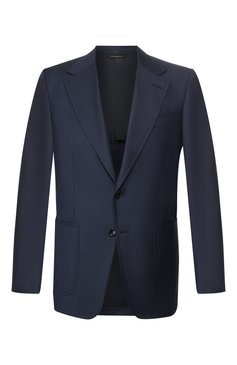 Мужской шерстяной пиджак TOM FORD темно-синего цвета, арт. 722R02/15SR40 | Фото 1 (Материал внешн�ий: Шерсть; Рукава: Длинные; Длина (для топов): Стандартные; Региональные ограничения белый список (Axapta Mercury): RU; Материал сплава: Проставлено; Стили: Классический; Случай: Формальный; 1-2-бортные: Однобортные; Драгоценные камни: Проставлено; Материал подклада: Шелк, Купро; Пиджаки М: Приталенный; Статус проверки: Проверена категория)